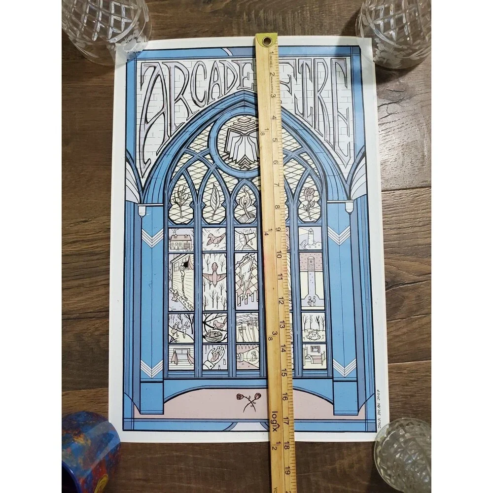 Arcade Fire Screen Print Concert Poster Stained Glass 2007 Jack Dylan RARE